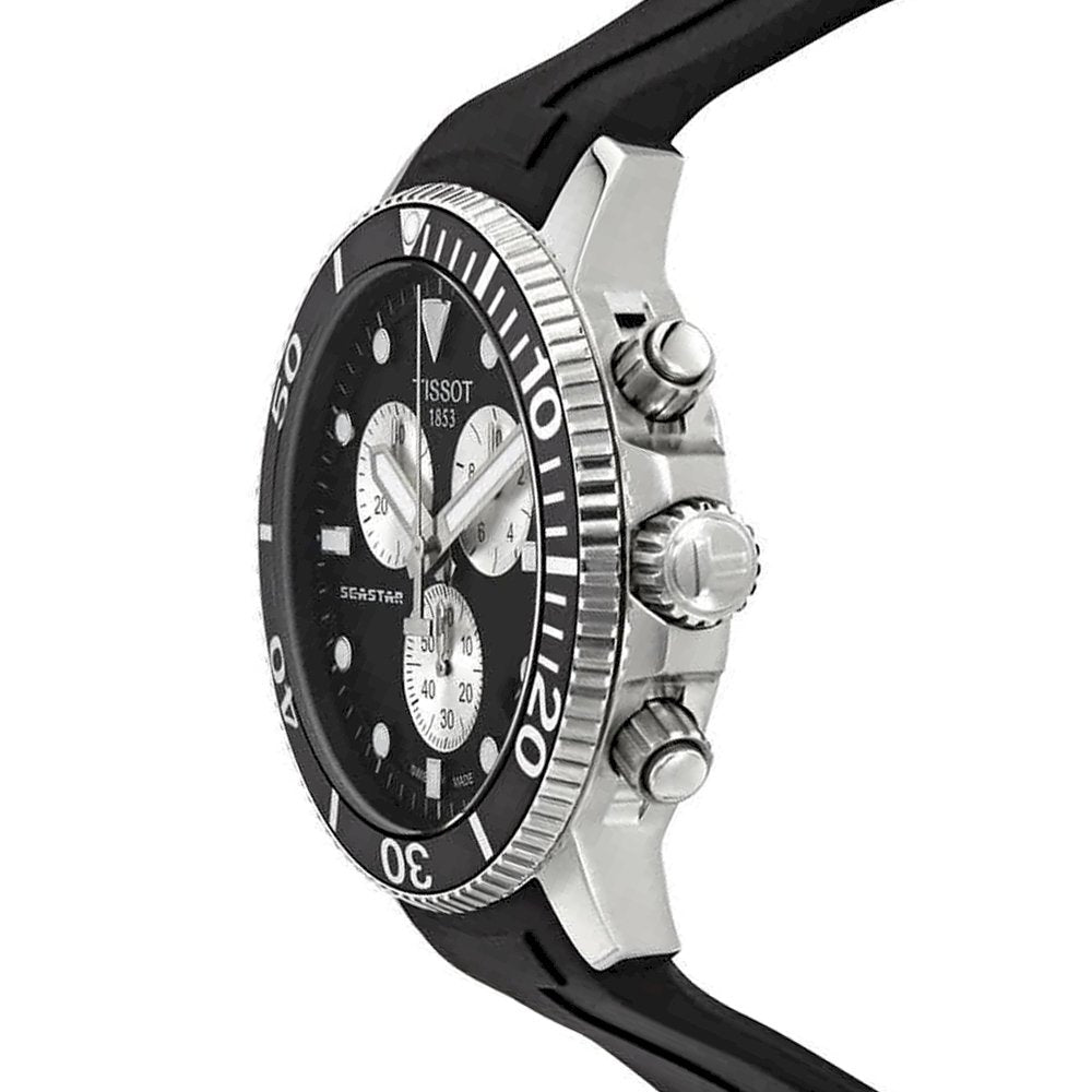 Tissot Seaster 1000 Chronograph Black Dial Black Rubber Strap Watch For Men - T120.417.17.051.00 Watches Tissot   