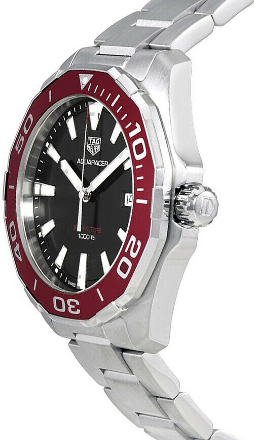 Tag Heuer Aquaracer 43mm Black Dial Silver Steel Strap Watch for Men - WAY101B.BA0746 Watches Tag Heuer   