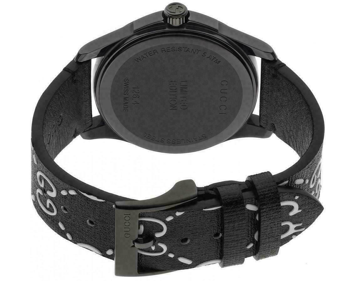 Gucci G Timeless Ghost Motif Black DIal Watch For Men - YA1264018 Watches Gucci   