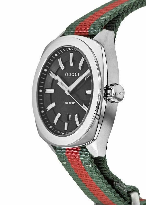 Gucci GG2570 Black Dial Green & Red Nylon Strap Watch For Men - YA142305 Watches Gucci   