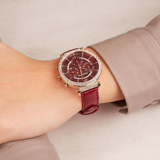 Swarovski Passage Chrono Red Dial Red Leather Strap Watch for Women - 5580345 Watches Swarovski   