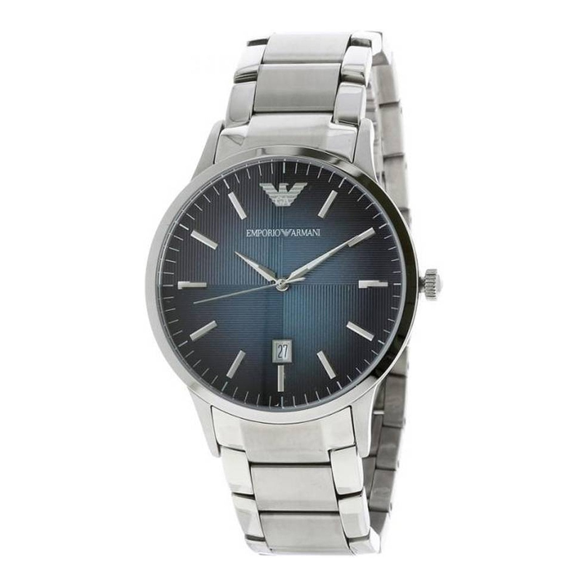 Emporio Armani Renato Blue Dial Silver Stainless Steel Watch For Men - AR2472 Watches Emporio Armani   