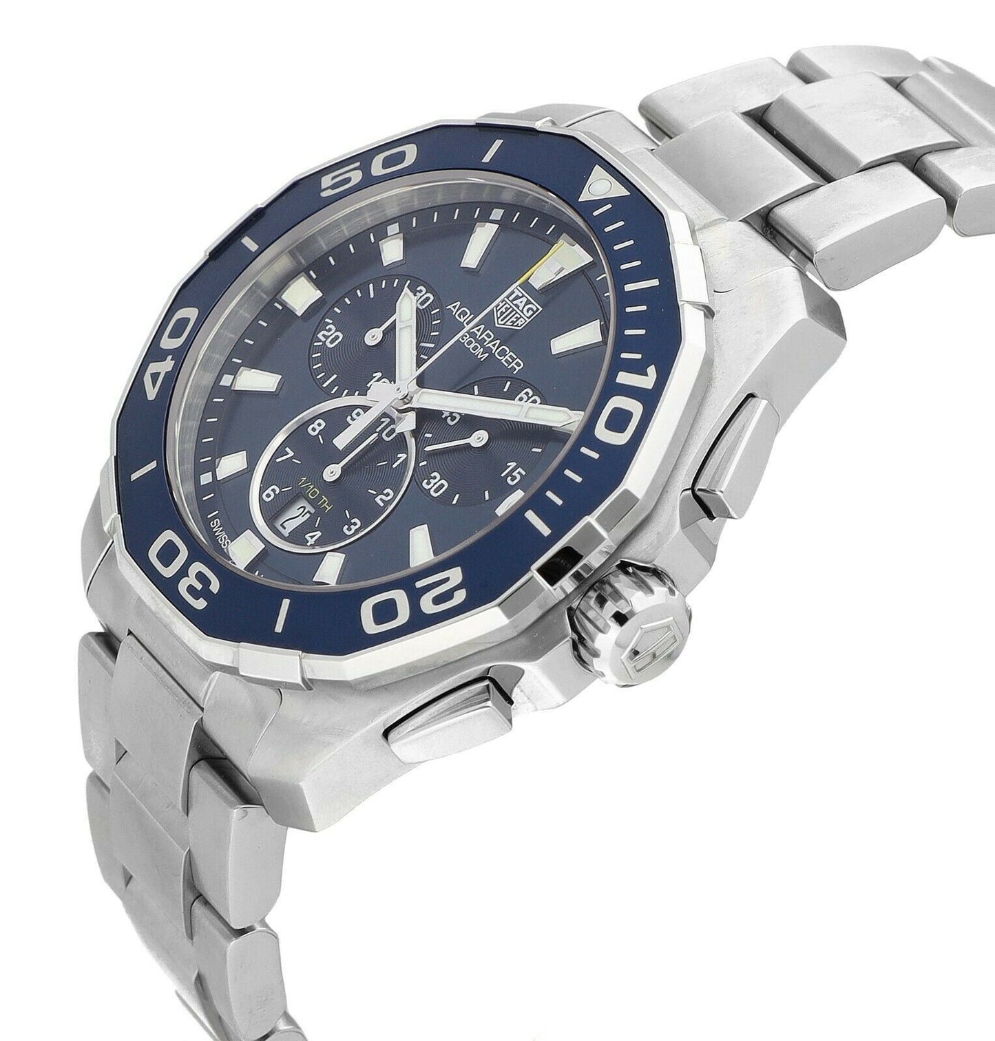 Tag Heuer Carrera Aquaracer Blue Dial SIlver Steel Strap Watch for Men - CAY111B.BA0927 Watches Tag Heuer   