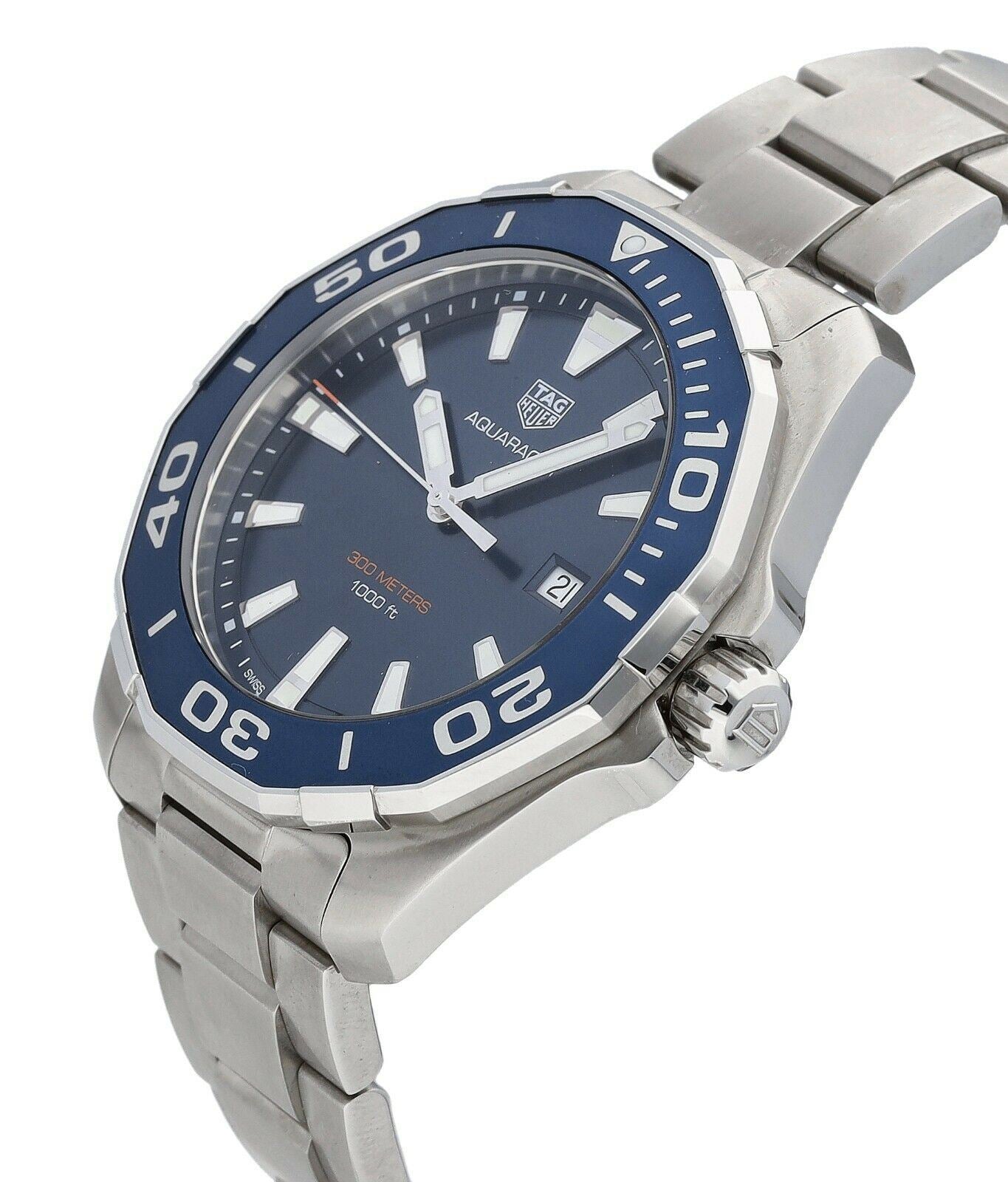 Tag Heuer Aquaracer 43mm Blue Dial Silver Steel Strap Watch for Men - WAY101C.BA0746 Watches Tag Heuer   