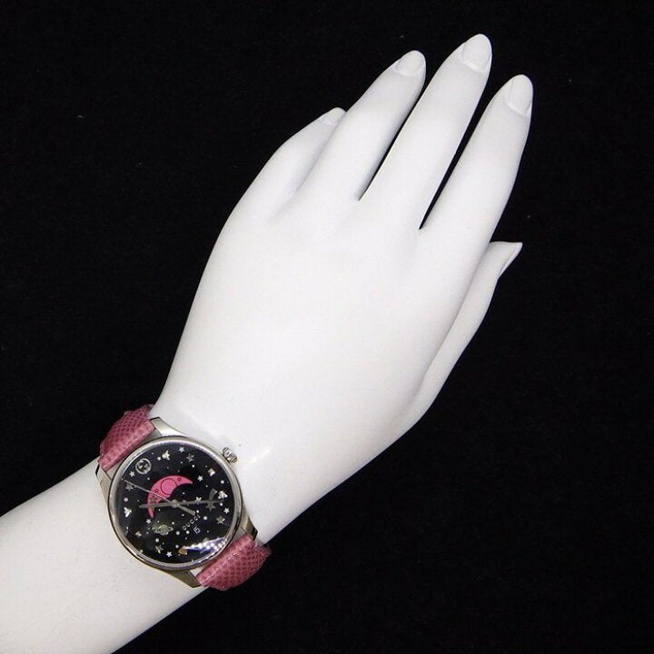 Gucci G-Timeless Moonphase Black Dial Pink Leather Strap Watch For Women - YA1264046 Watches Gucci   