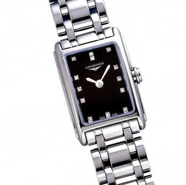 Longines Dolcevita 17.4mm Black Dial Silver Steel Strap Watch for Women - L5.258.4.57.6 Watches Longines   