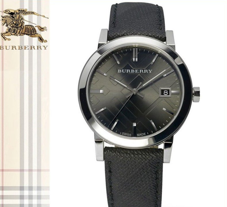 Burberry Heritage Grey Dial Black Leather Strap Watch for Men - BU9024 Watches Burberry   