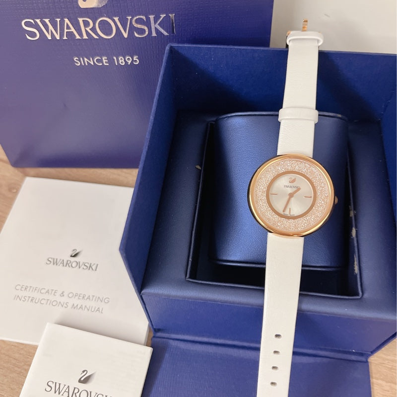 Swarovski Crystalline Pure White Dial White Leather Strap Watch for Women - 5376083 Watches Swarovski   