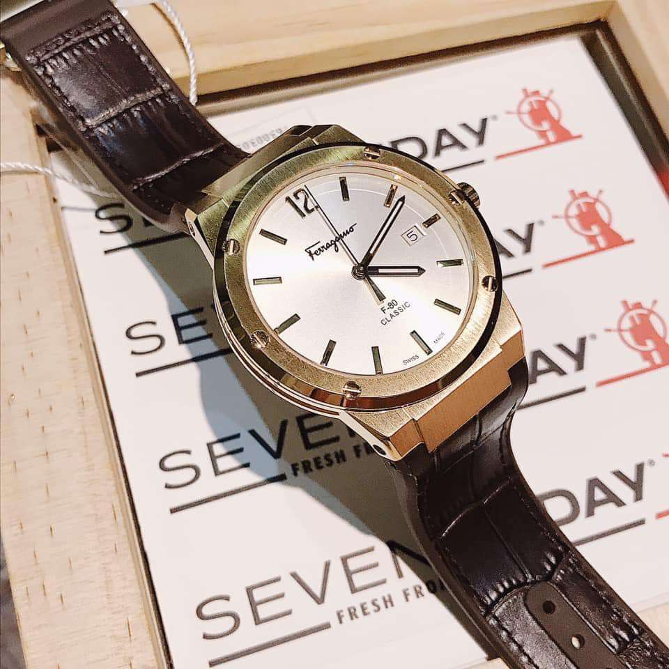 Salvatore Ferragamo Classic White Dial Brown Leather Strap Watch for Men - SFDT00819 Watches Salvatore Ferragamo   