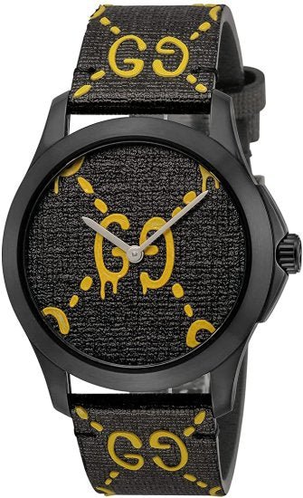 Gucci G Timeless Ghost Black Dial Leather Strap Watch For Men - YA1264019 Watches Gucci   