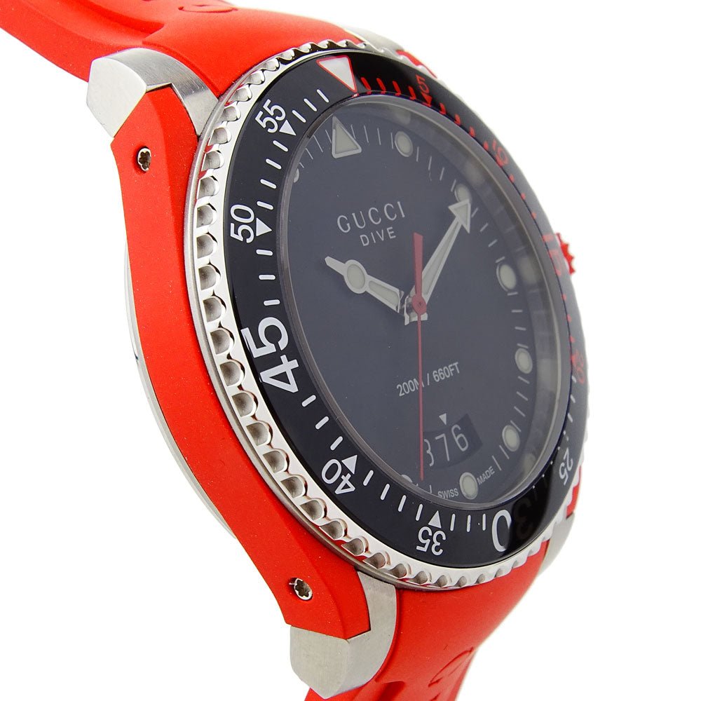 Gucci Dive Black Dial Red Rubber Strap Watch For Men - YA136309 Watches Gucci   