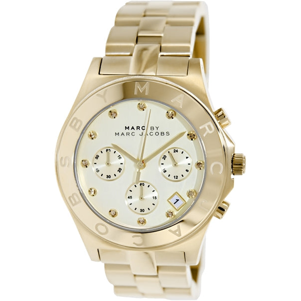 Marc Jacobs Blade Gold Dial Gold Stainless Steel Strap Watch for Women - MBM3101 Watches Marc Jacobs   