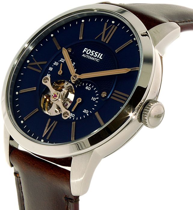 Fossil Townsman Automatic Blue Dial Brown Leather Strap Watch for Men - ME3110 Watches Fossil   