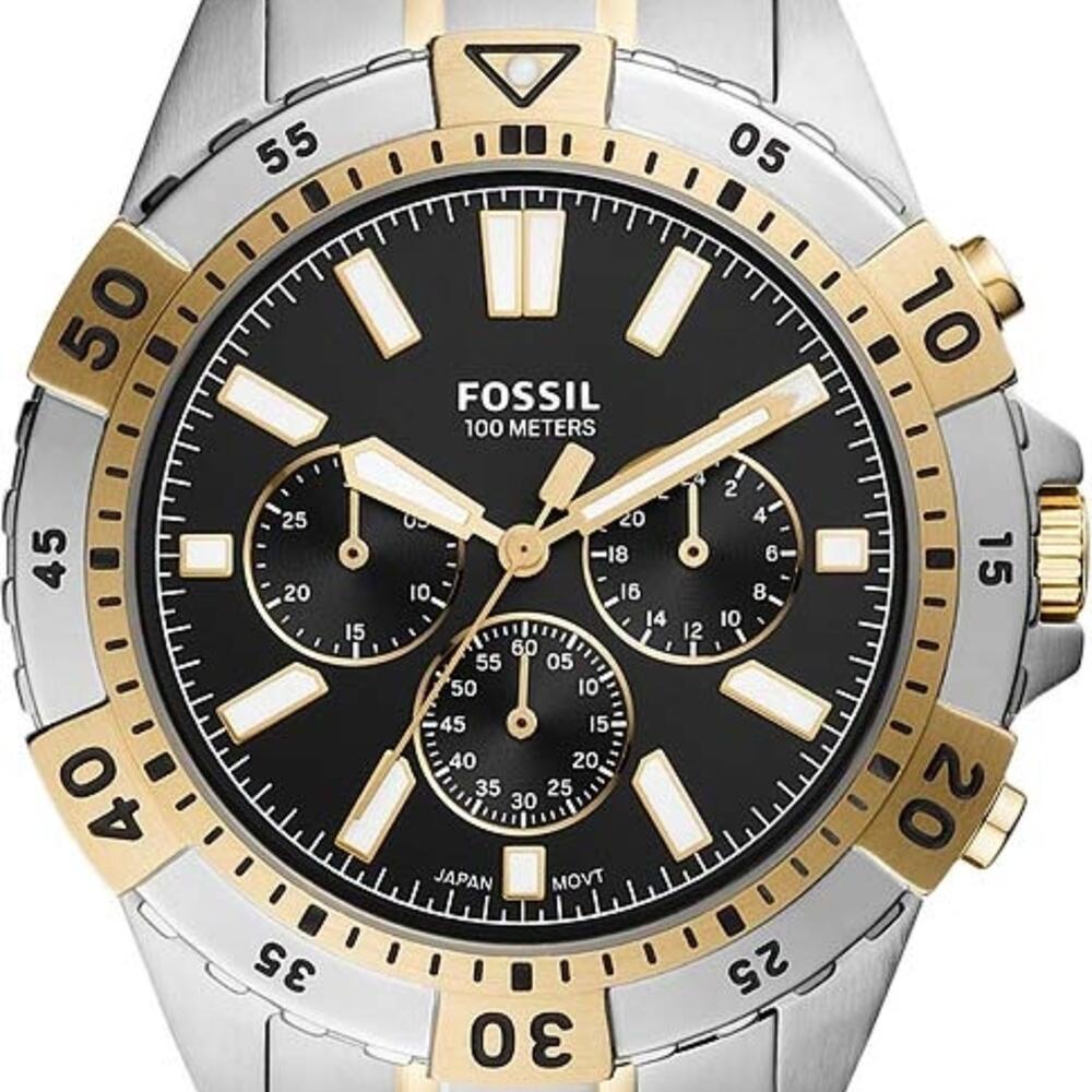 Fossil Garrett Analog Black Dial Two Tone Steel Strap Watch for Men - FS5771 Watches Fossil   