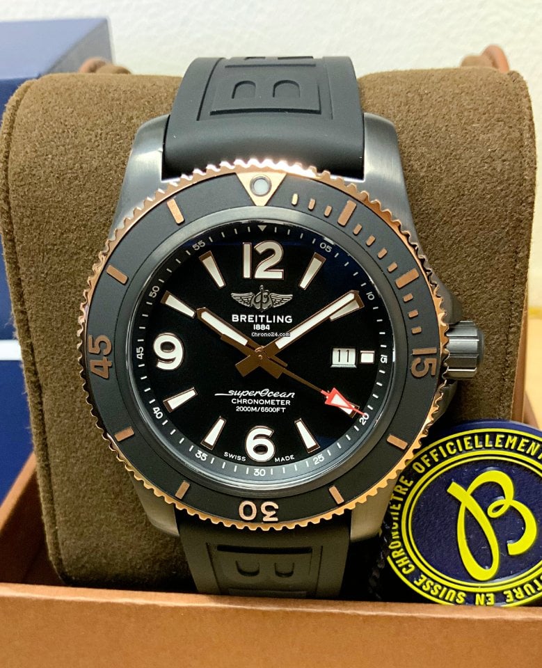 Breitling Superocean Automatic 46mm Black Dial Black Rubber Strap Watch for Men - U17368221B1S1 Watches Breitling   