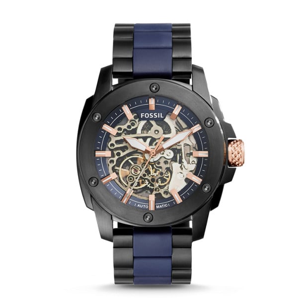 Fossil Modern Machine Automatic Skeleton Blue Dial Two Tone Steel Strap Watch for Men - ME3133 Watches Fossil   