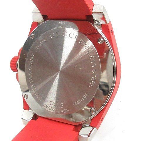 Gucci Dive Black Dial Red Rubber Strap Watch For Men - YA136309 Watches Gucci   