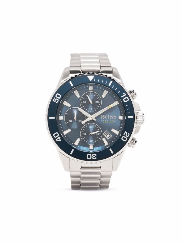 Hugo Boss Ocean Edition Chronograph Blue Dial Silver Steel Strap Watch for Men - 1513704 Watches Hugo Boss   