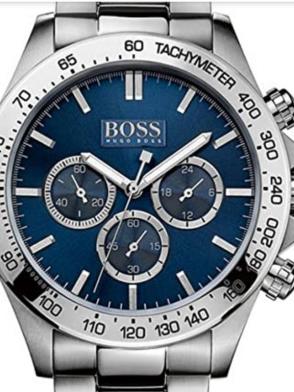 Hugo Boss Ikon Blue Dial Silver Steel Strap Watch for Men - 1512963 Watches Hugo Boss   