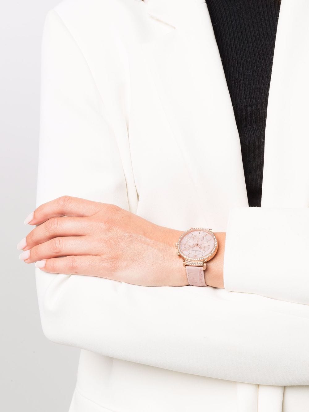 Swarovski Passage Chrono Pink Dial Pink Leather Strap Watch for Women - 5580352 Watches Swarovski   
