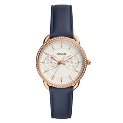 Fossil Tailor White Dial Blue Leather Strap Watch for Women - ES4394 Watches Fossil   