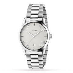 Gucci G Timeless White Dial Silver Steel Strap Watch For Women - YA1264028A Watches Gucci   