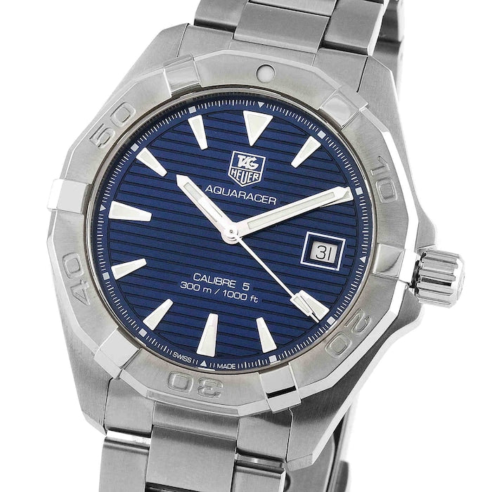 Tag Heuer Aquaracer Automatic 41mm Blue Dial Silver Steel Strap Watch for Men - WAY2112.BA0928 Watches Tag Heuer   