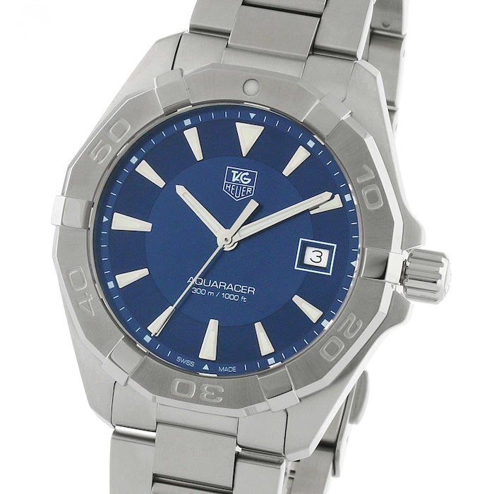 Tag Heuer Aquaracer 41mm Quartz Blue Dial Silver Steel Strap Watch for Men - WAY1112.BA0928 Watches Tag Heuer   