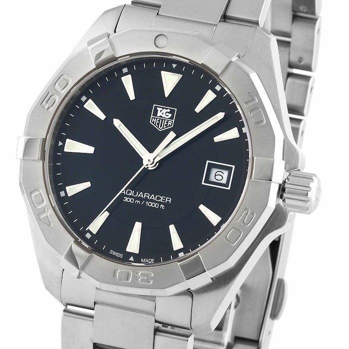 Tag Heuer Aquaracer 41mm Quartz Black Dial Silver Steel Strap Watch for Men - WAY1110.BA0928 Watches Tag Heuer   