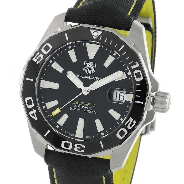 Tag Heuer Aquaracer Calibre 5 Automatic 41mm Black Dial Black Nylon Strap Watch for Men - WAY211A.FC6362 Watches Tag Heuer   