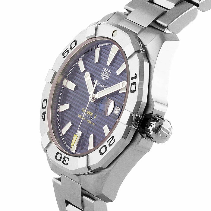 Tag Heuer Aquaracer Calibre 5 Automatic Blue Dial Silver Steel Strap Watch for Men - WAY2012.BA0927 Watches Tag Heuer   