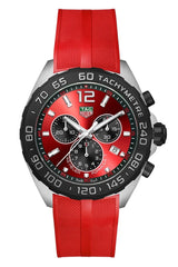 Tag Heuer Formula 1 Chronograph 41mm Red Dial Red Rubber Strap Watch for Men - CAZ101AN.FT8055 Watches Tag Heuer   