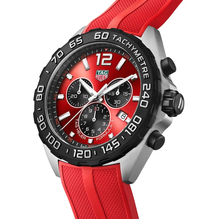 Tag Heuer Formula 1 Chronograph 41mm Red Dial Red Rubber Strap Watch for Men - CAZ101AN.FT8055 Watches Tag Heuer   