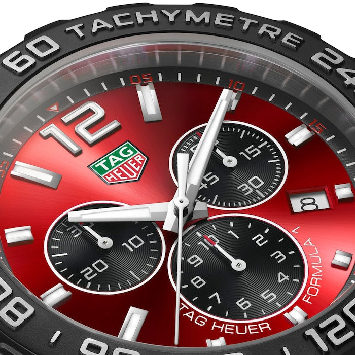 Tag Heuer Formula 1 Chronograph 41mm Red Dial Red Rubber Strap Watch for Men - CAZ101AN.FT8055 Watches Tag Heuer   