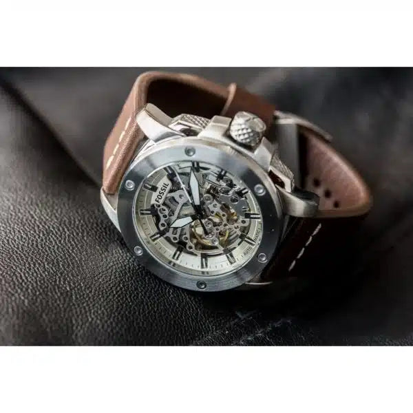 Fossil Modern Machine Automatic Skeleton White Dial Brown Leather Strap Watch for Women - ME3083 Watches Fossil   