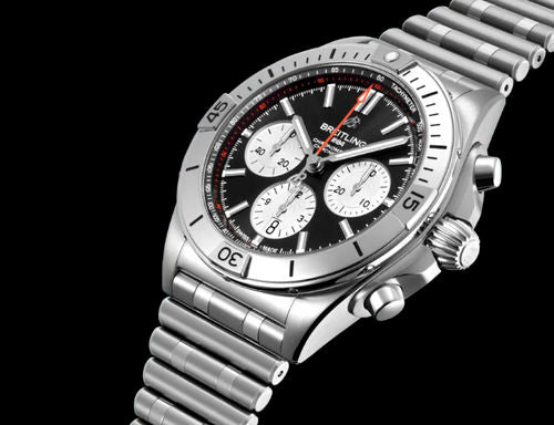 Breitling Chronomat B01 42mm Black Dial Silver Steel Strap Watch for Men - AB0134101B1A1 Watches Breitling   