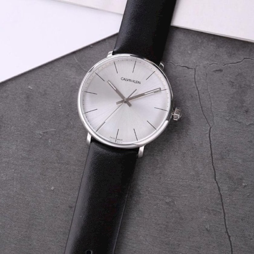 Calvin Klein High Noon Quartz White Dial Black Leather Strap Watch for Men - K8M211C6 Watches Calvin Klein   