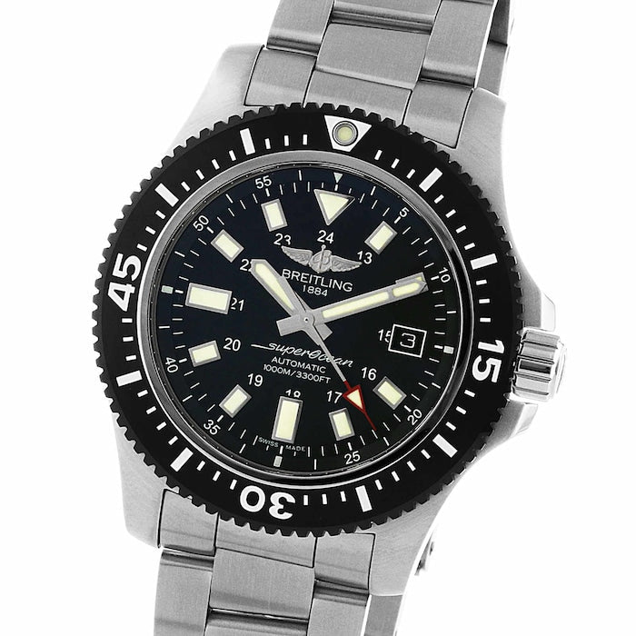 Breitling Superocean II Special 44mm Black Dial Silver Steel Strap Watch for Men - Y1739310/BF45/162A Watches Breitling   