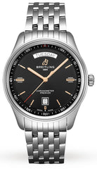 Breitling Premier Automatic 40mm Day & Date Black Dial Silver Steel Strap Mens Watch - A45340241B1A1 Watches Breitling   