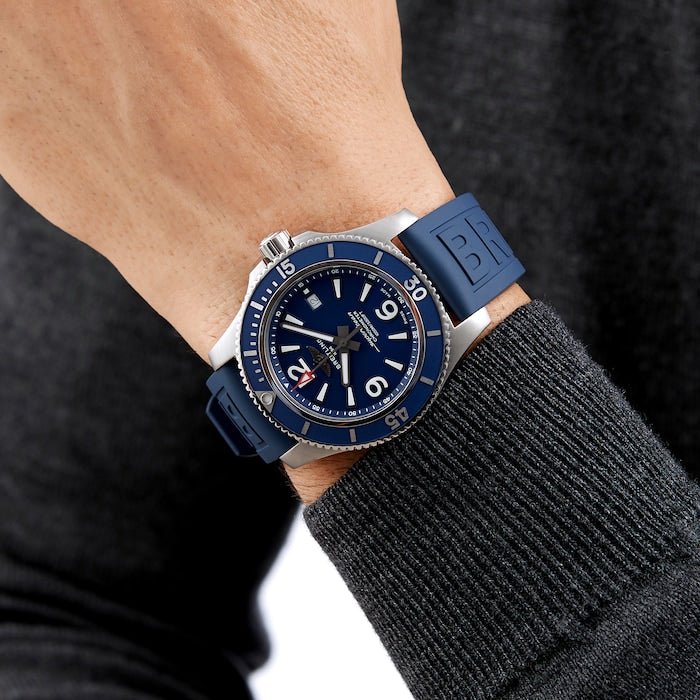 Breitling Superocean 44mm Automatic Blue Dial Blue Rubber Strap Watch for Men - A17367D81C1S2 Watches Breitling   