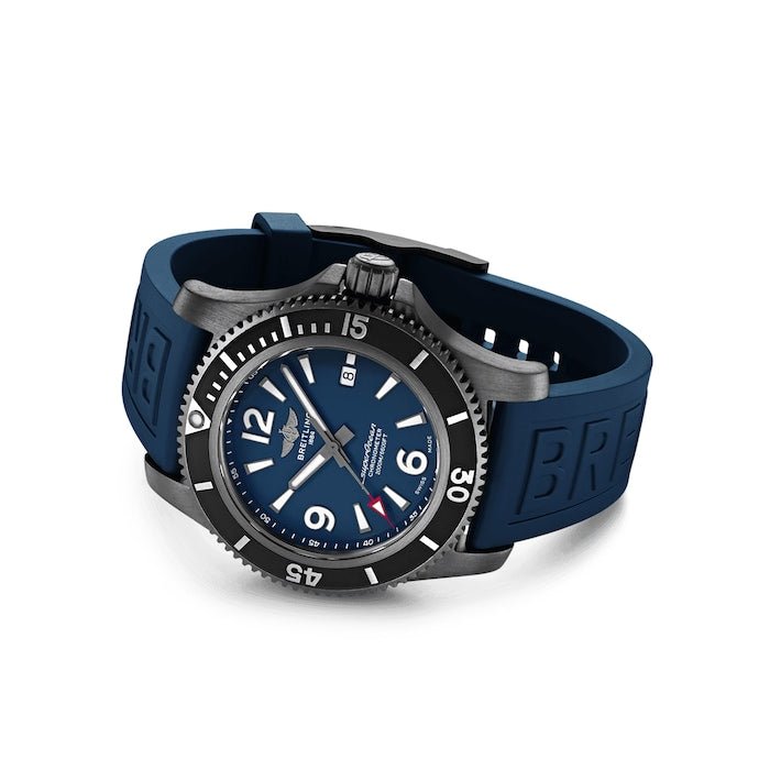 Breitling Superocean Automatic 46mm Blue Dial Blue Rubber Strap Watch for Men - M17368D71C1S1 Watches Breitling   
