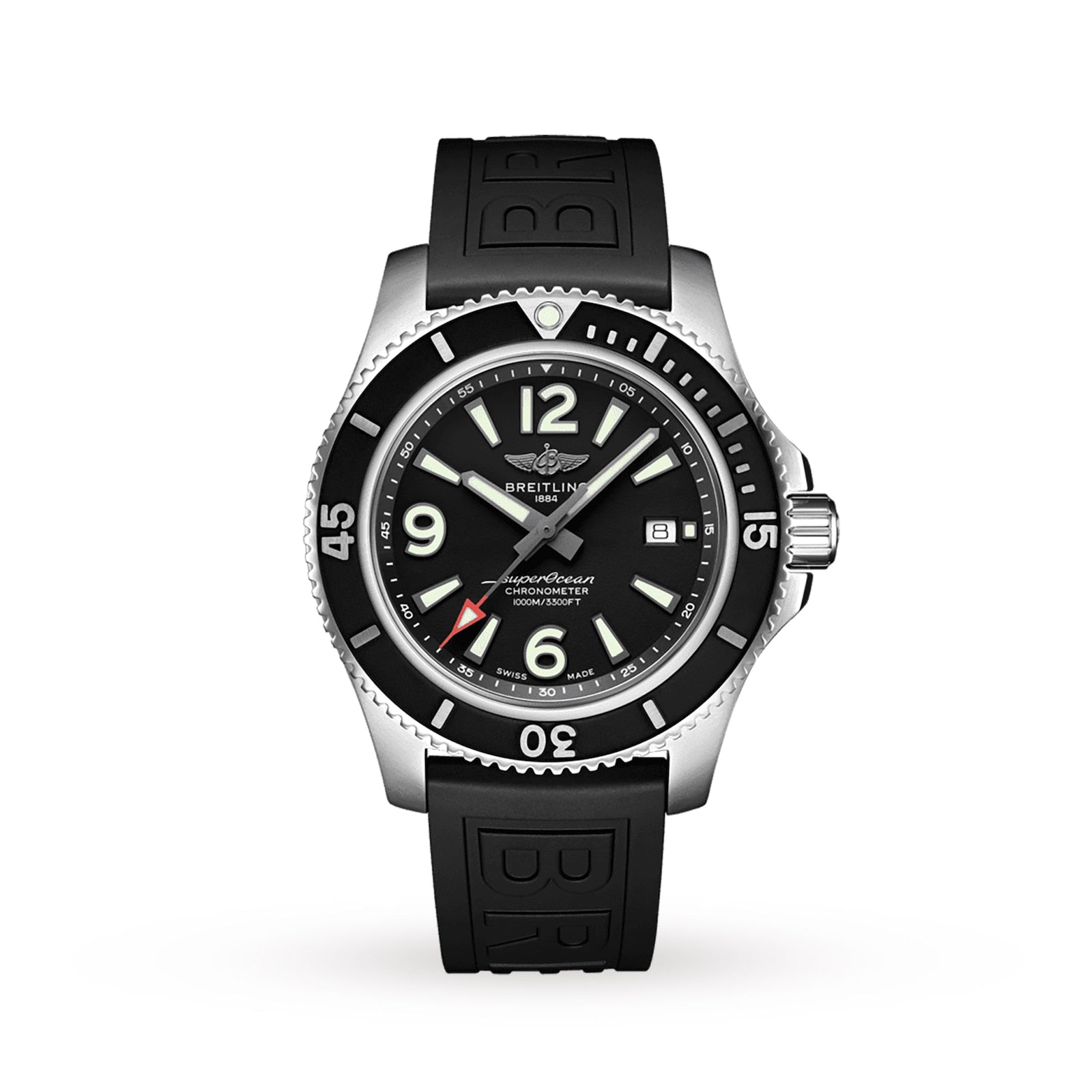 Breitling Superocean II 44mm Black Dial Black Rubber Strap Watch for Men - A17367D71B1S2 Watches Breitling   