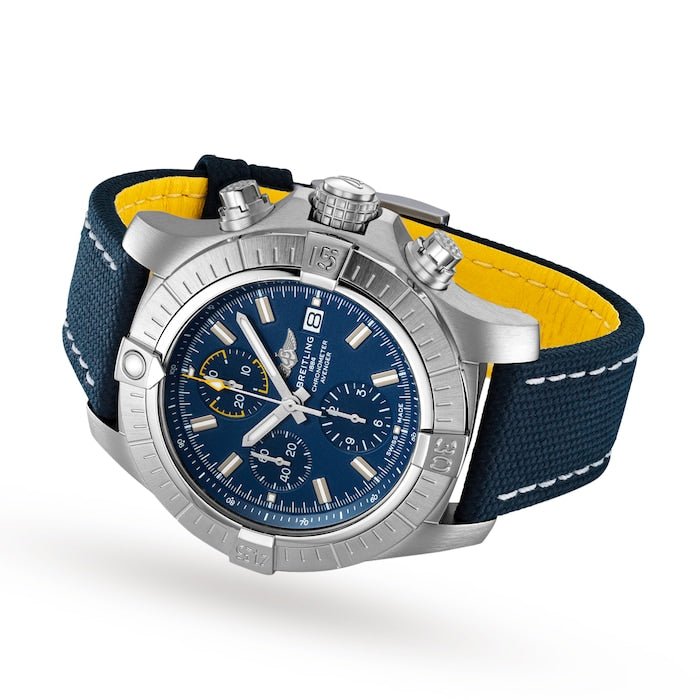 Breitling Avenger Chronograph 45mm Blue Dial Blue Calfskin Strap Watch for Men - A13317101C1X2 Watches Breitling   