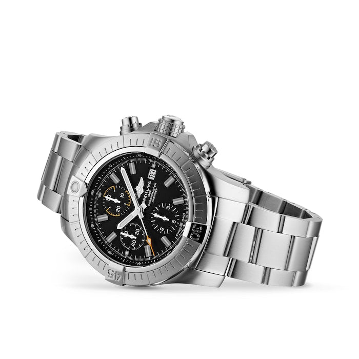 Breitling Avenger Chronograph 45mm Black Dial Silver Steel Strap Watch for Men - A13317101B1A1 Watches Breitling   