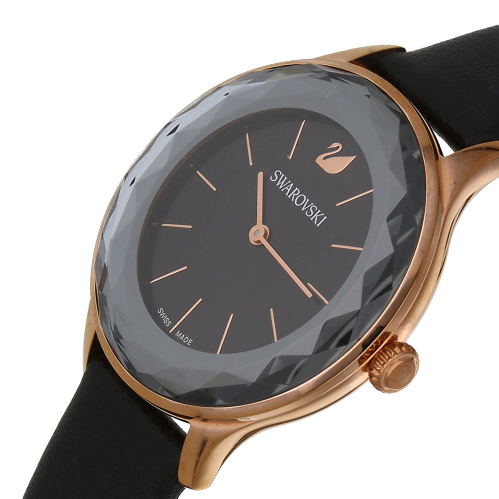 Swarovski Octea Nova Grey Dial Grey Leather Strap Watch for Women - 5295358 Watches Swarovski   