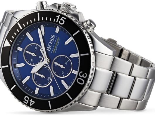 Hugo Boss Ocean Edition Chronograph Blue Dial Silver Steel Strap Watch for Men - 1513704 Watches Hugo Boss   