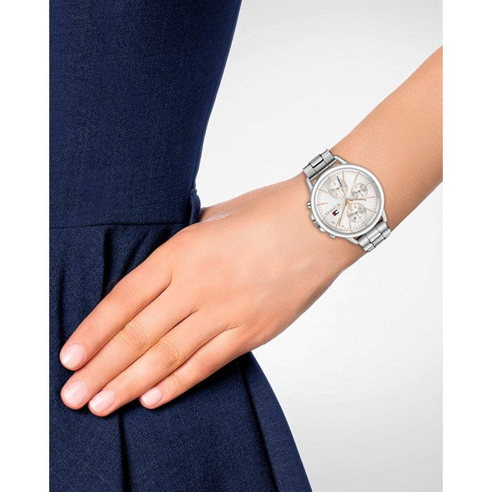 Tommy Hilfiger Carly White Dial Silver Stainless Steel Strap Watch for Women - 1781787 Watches Tommy Hilfiger   