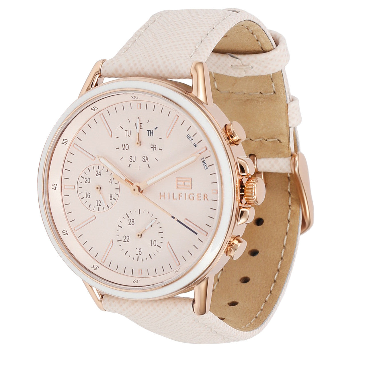 Tommy Hilfiger Carly Cream Dial Cream Leather Strap Watch for Women -1781789 Watches Tommy Hilfiger   