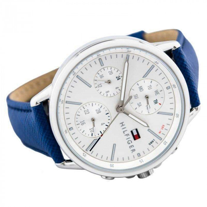 Tommy Hilfiger Carly Silver Dial Blue Leather Strap Watch for Women - 1781791 Watches Tommy Hilfiger   