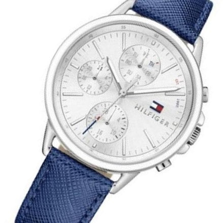 Tommy Hilfiger Carly Silver Dial Blue Leather Strap Watch for Women - 1781791 Watches Tommy Hilfiger   